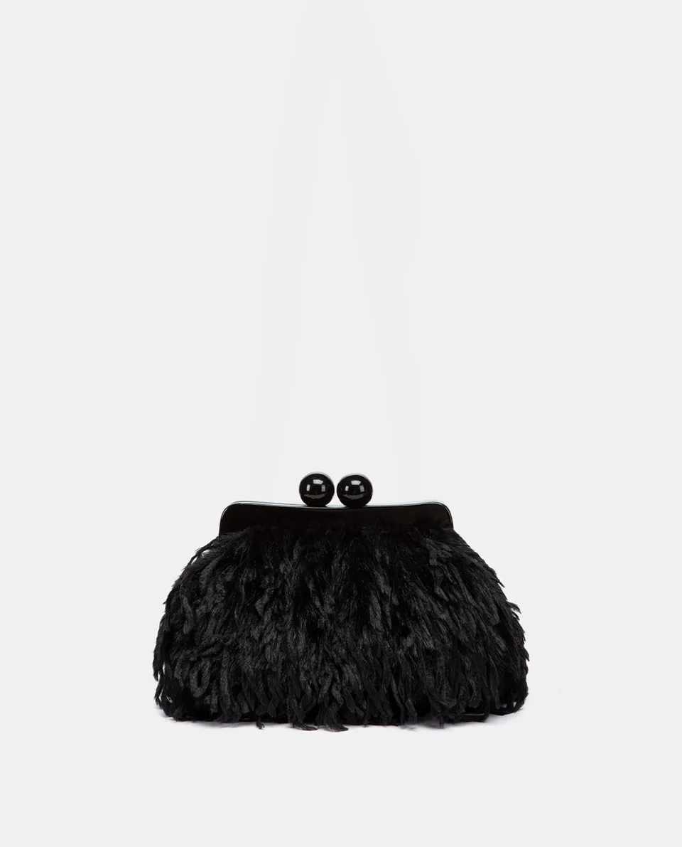 bolso-de-fiesta-abbacino-negro-con-efecto-plumas-asa-bandolera-ajustable image 1
