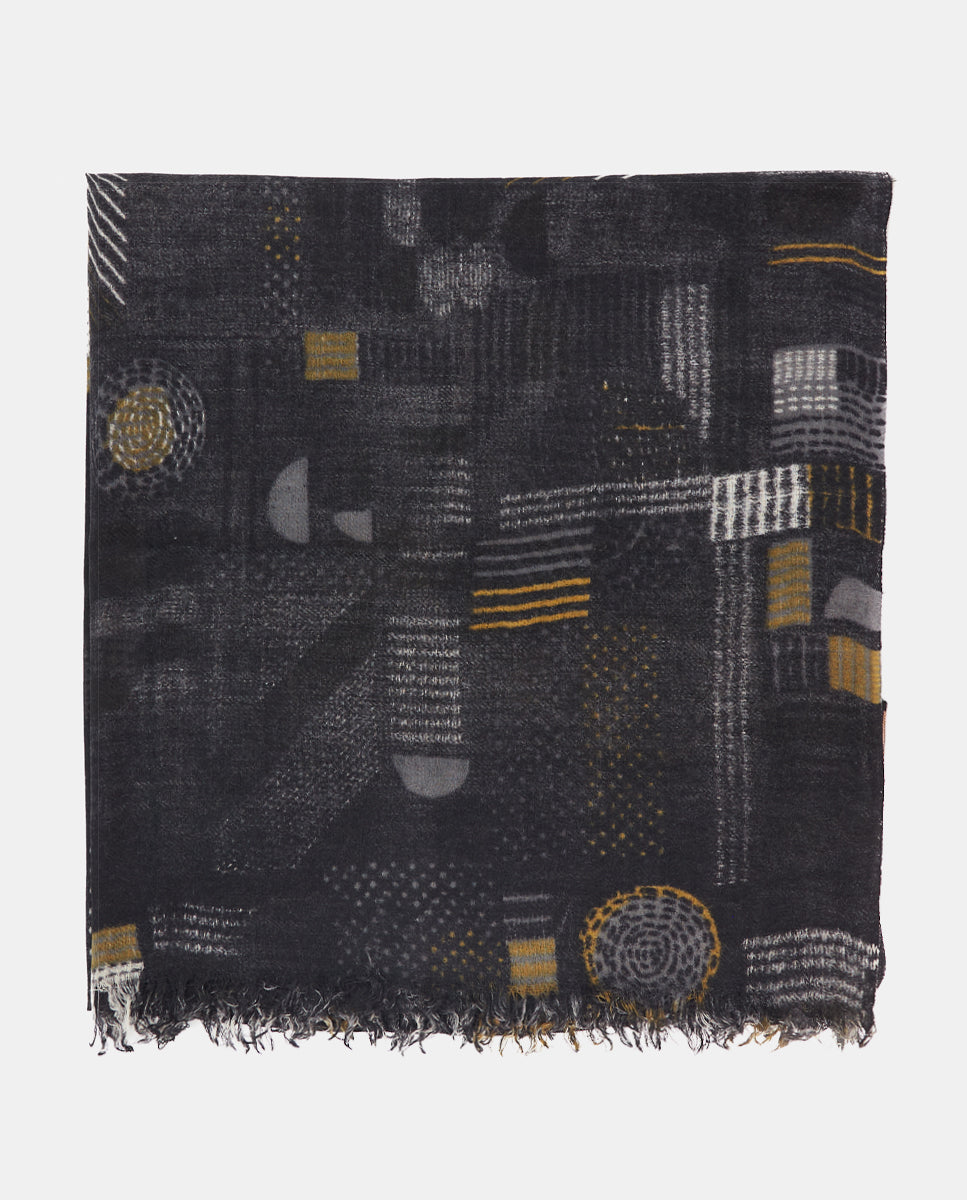 abbacino-pa-uelo-de-lana-negro-con-estampado-geom-trico-mujer image 1