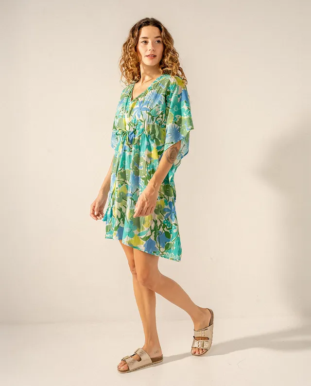 abbacino-caft-n-de-algod-n-estampado-floral-verde image 1