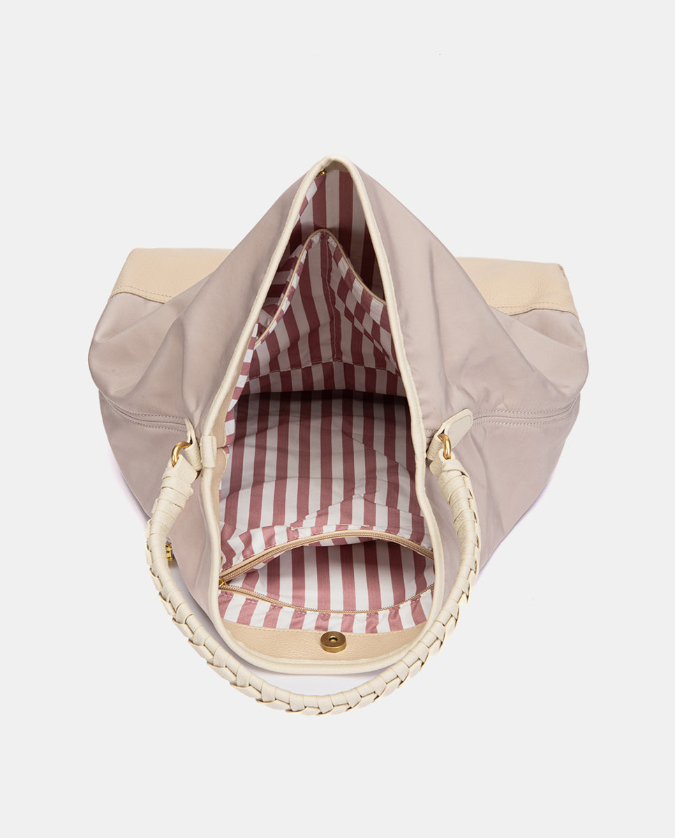 abbacino-bolso-de-hombro-bicolor-rosa-materiales-reciclados image 5