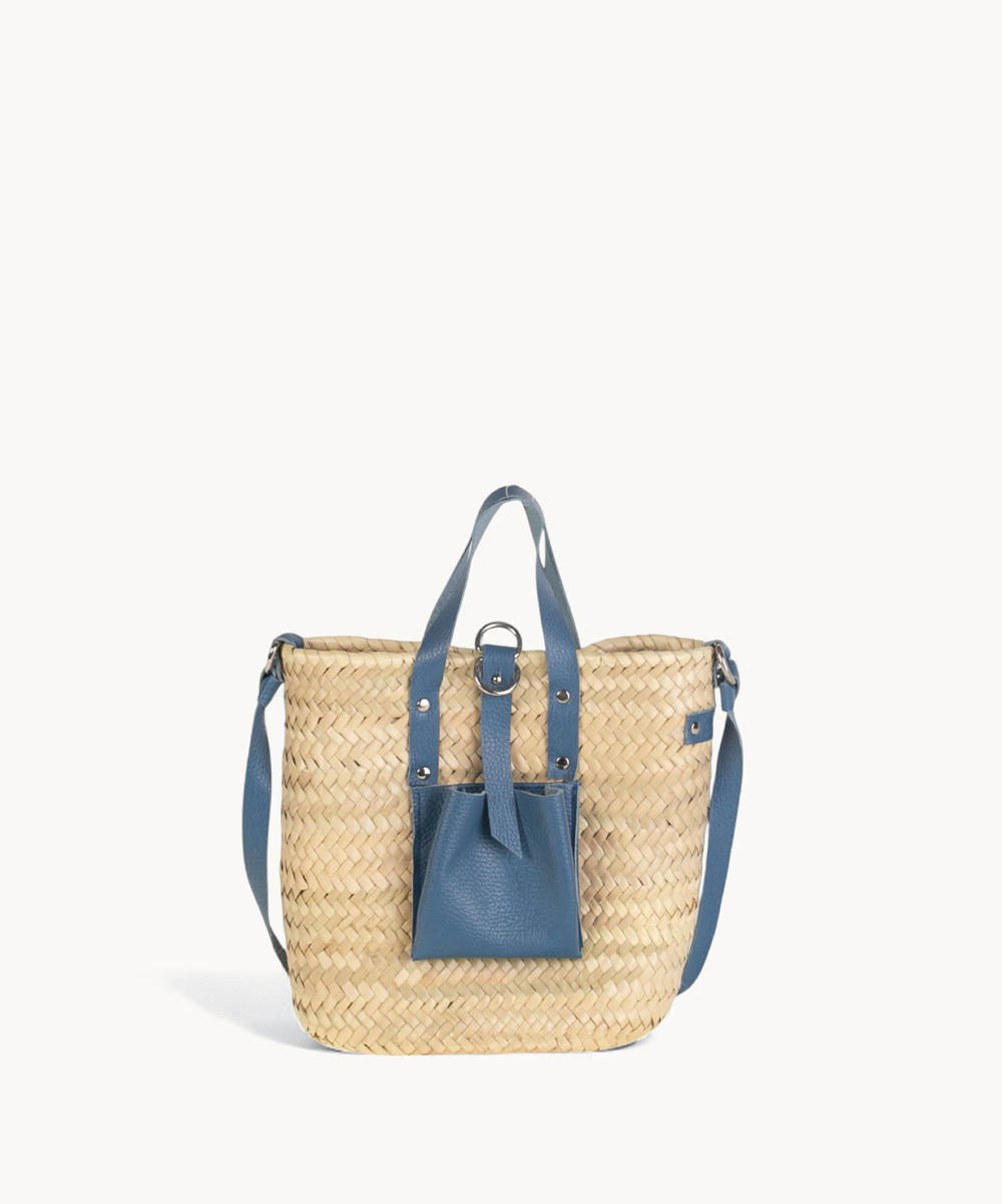 kbas-bandolera-doble-asa-palma-natural-y-piel-azul-26-x-9-x-25-cm image 1