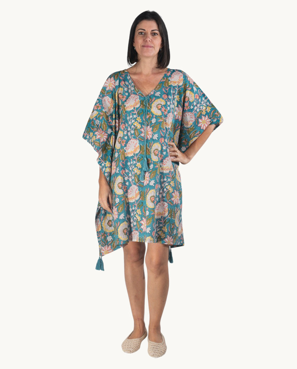 kurta-kbas-de-algod-n-talla-nica-color-turquesa image 1