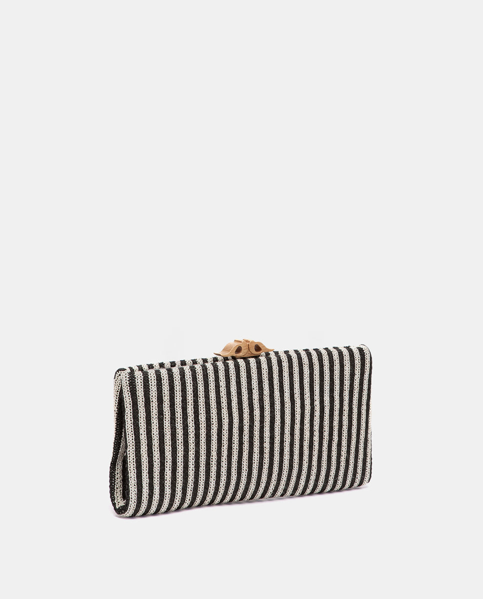 clutch-de-fiesta-abbacino-negro-a-rayas-cierre-de-boquilla-de-madera image 2