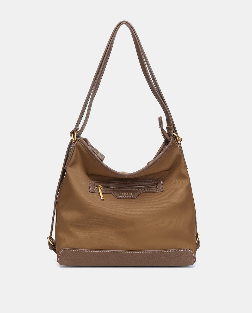abbacino-bolso-multifuncional-camel-de-tejido-reciclado-convertible-a-mochila image 1