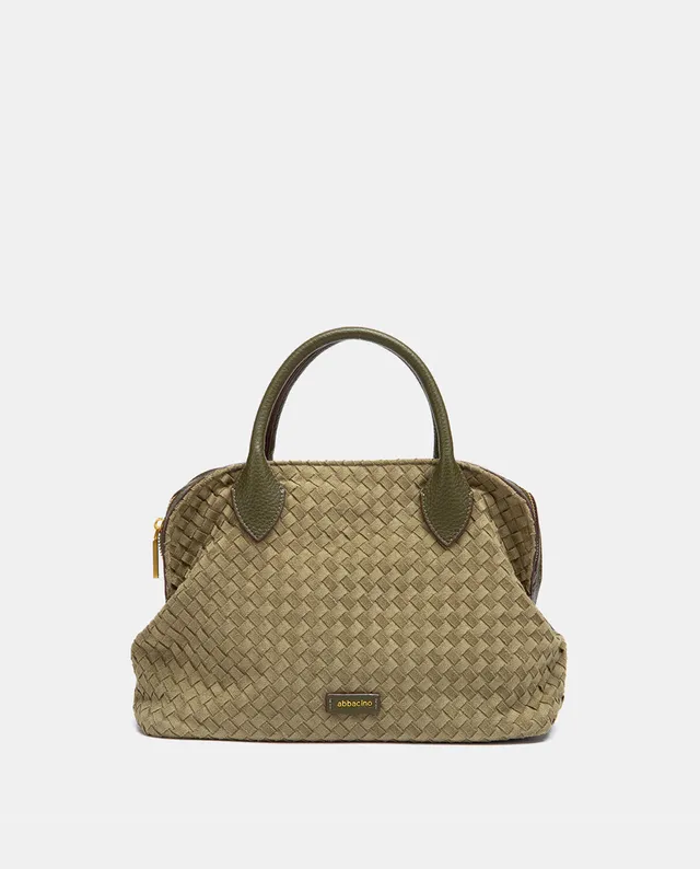 abbacino-bolso-de-mano-verde-trenzado-de-antelina-con-bandolera image 1