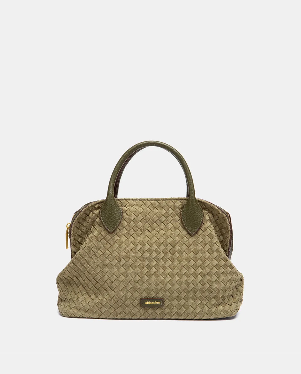 abbacino-bolso-de-mano-verde-trenzado-de-antelina-con-bandolera image 1