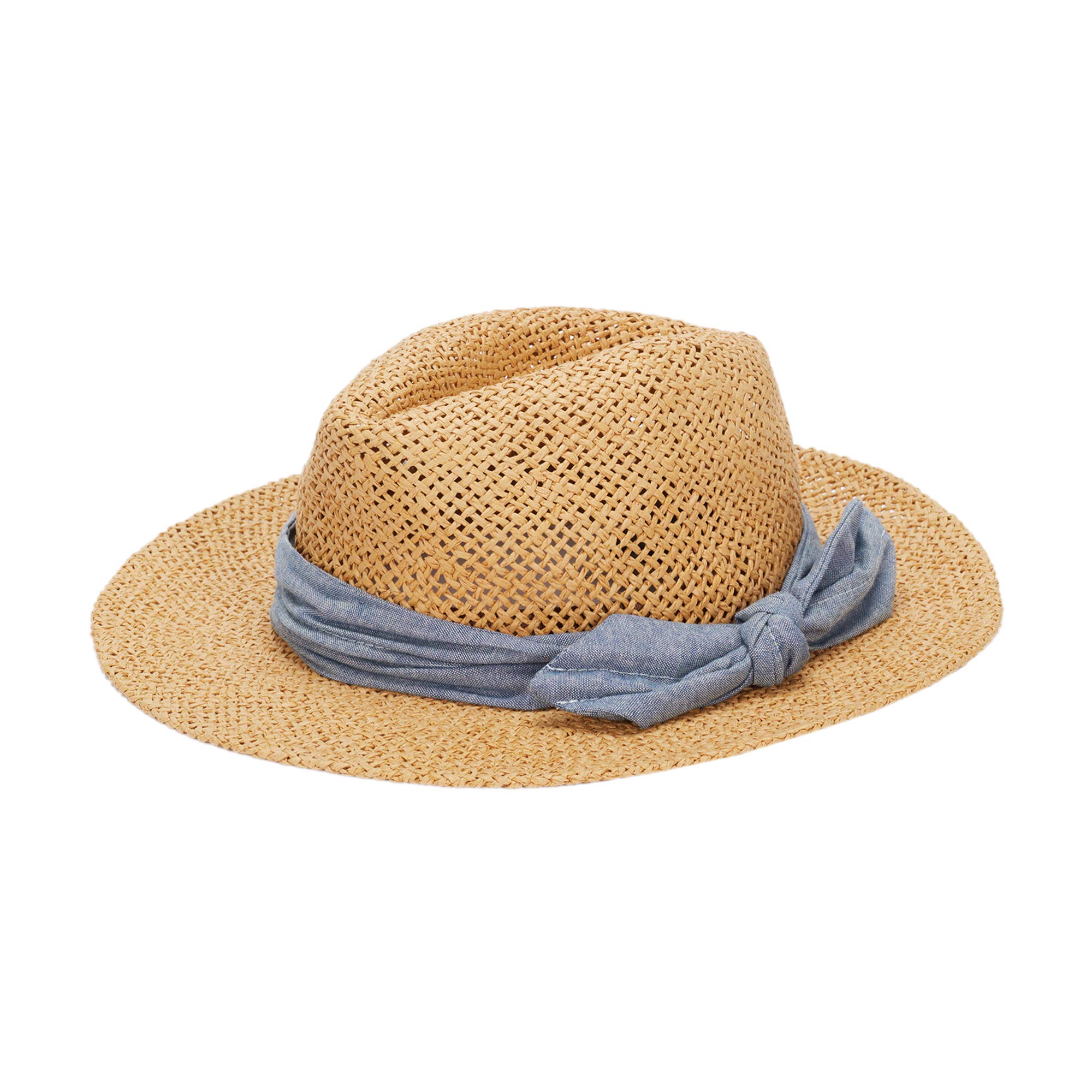 parfois-sombrero-trenzado-fedora-paja-de-papel-camel-con-cinta-a-contraste-mujer image 1
