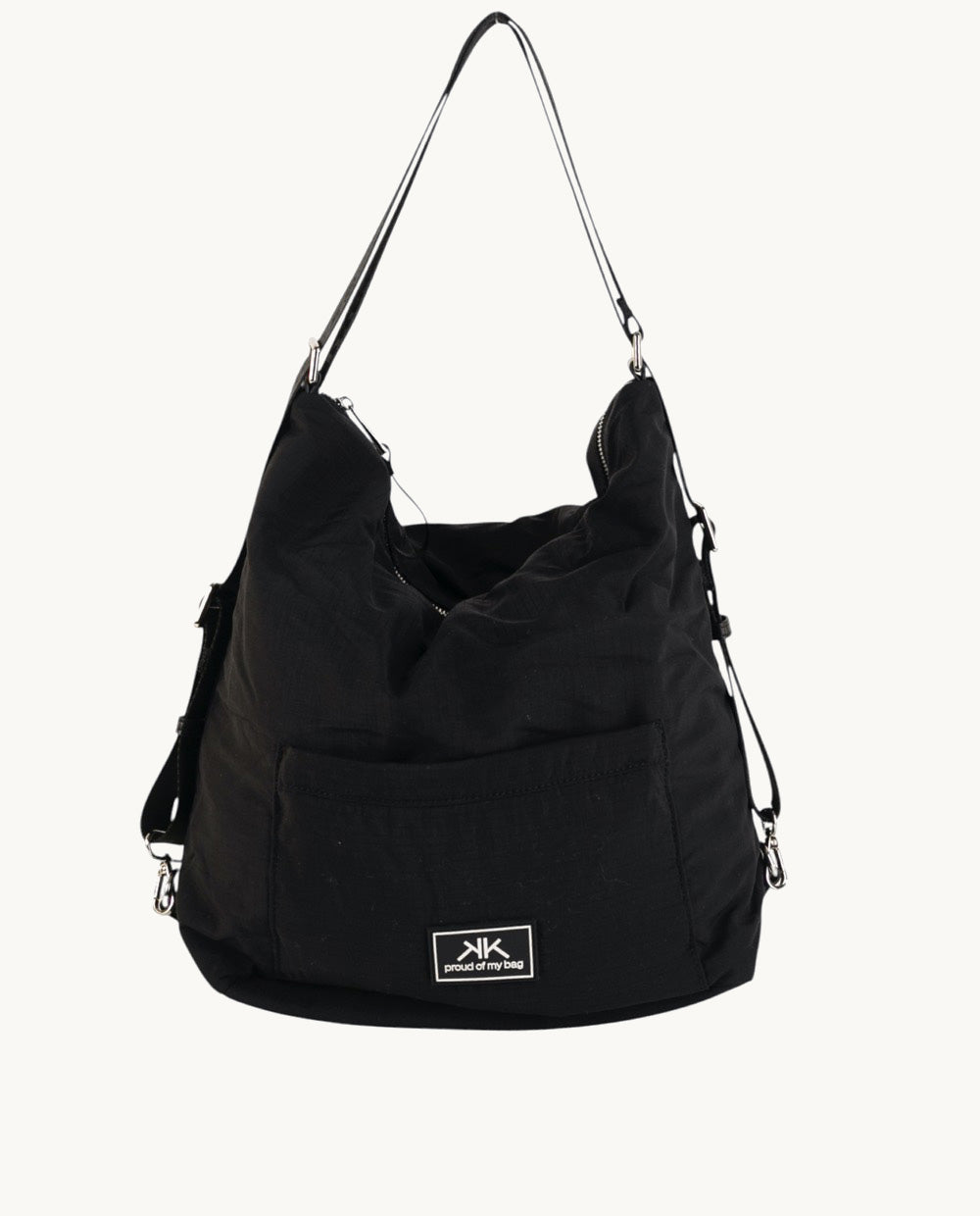 hobo-mochila-kbas-de-nylon-negro-31-x-17-x-35-cm-asa-de-hombro-y-cremallera image 1