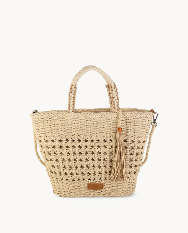 kbas-bolso-tote-de-fibra-natural-con-cierre-saco-color-natural image 1