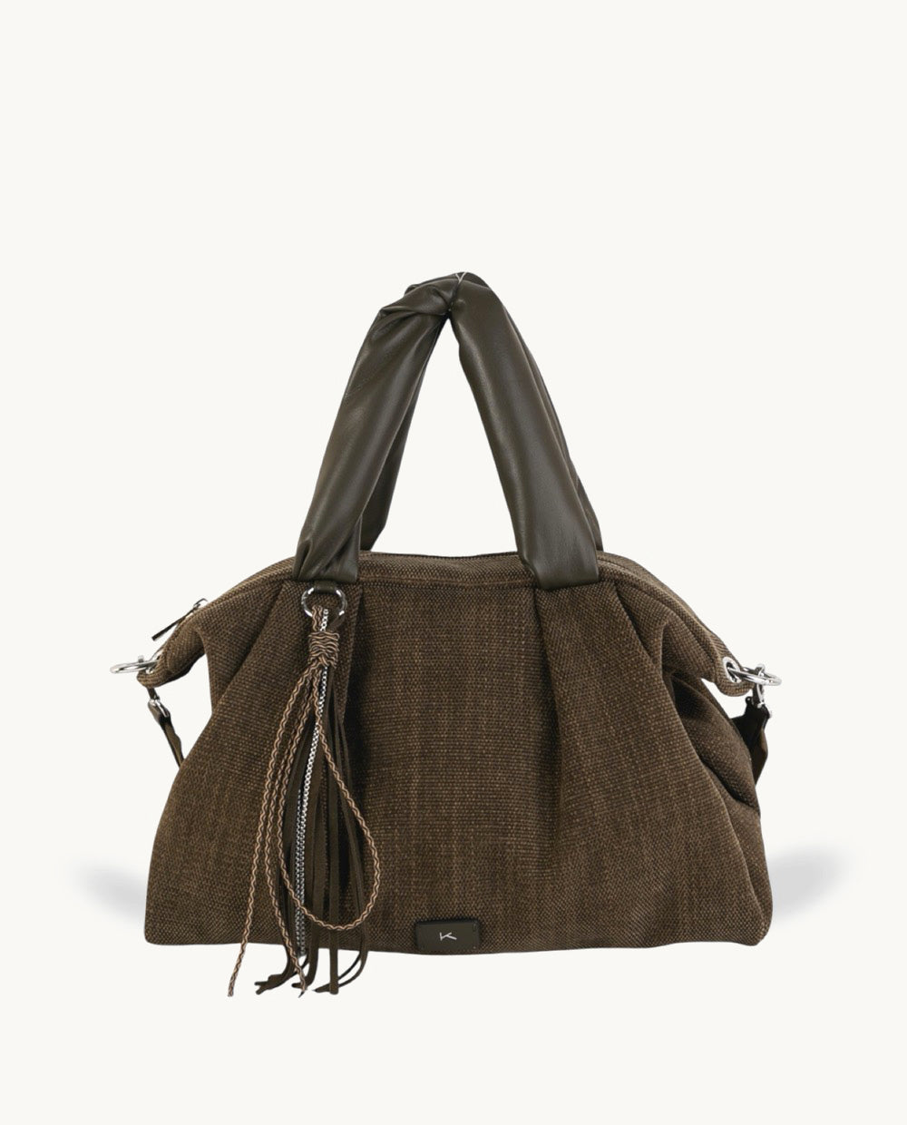 kbas-bolso-bowling-de-tejido-efecto-textura-color-kaki-38x17x22-cm image 1