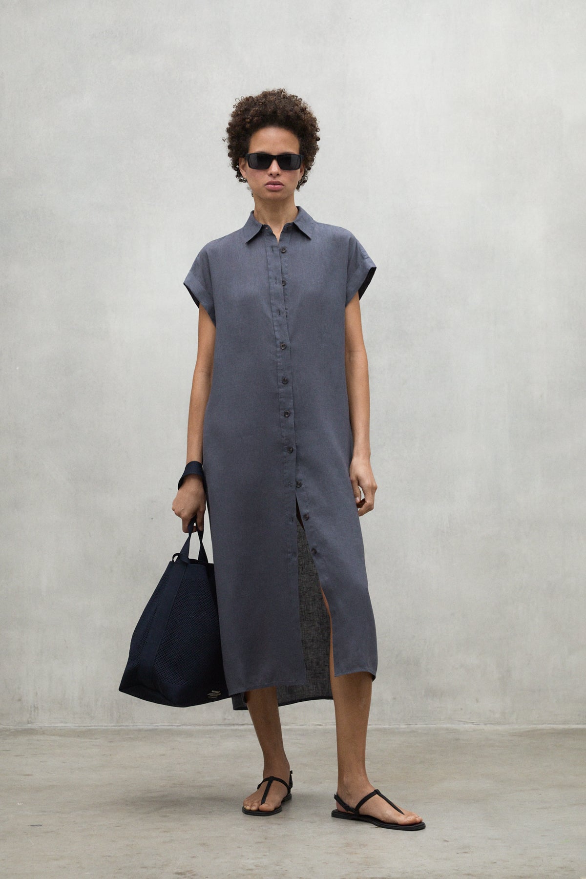ecoalf-vestido-amatista-gris-oscuro-lino-reciclado-con-cintur-n image 1