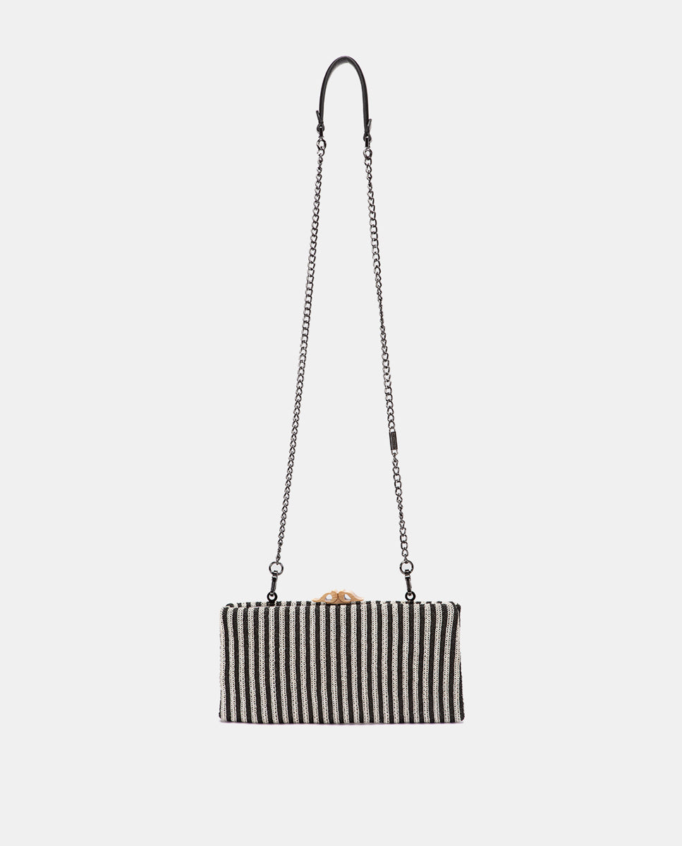 clutch-de-fiesta-abbacino-negro-a-rayas-cierre-de-boquilla-de-madera image 5