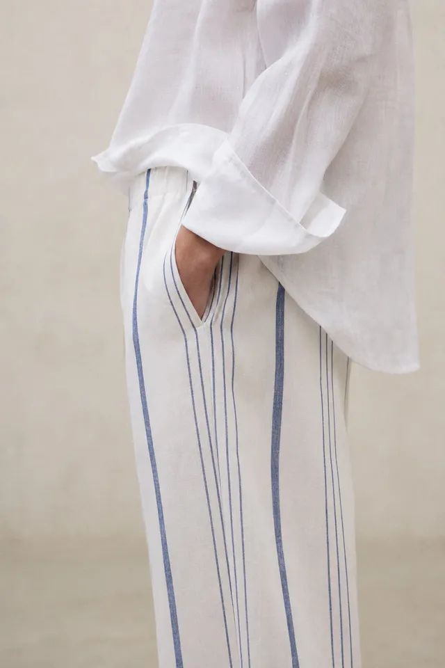 ecoalf-pantal-n-mossi-de-rayas-blanco-de-mujer-lino-80-fit-relajado-y-pierna-anc image 1