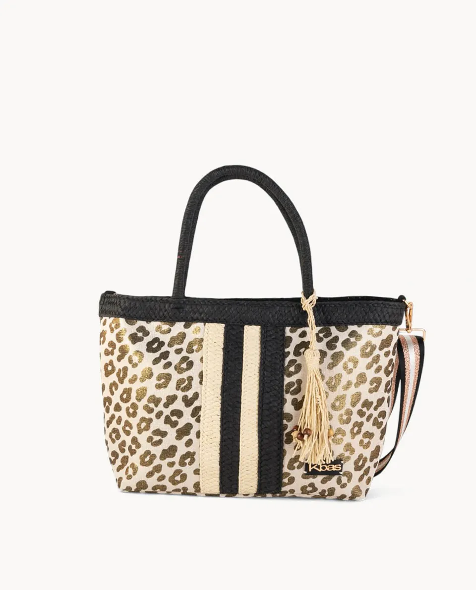 bolso-tote-peque-o-kbas-fibra-natural-y-canvas-con-cremallera-color-negro image 1