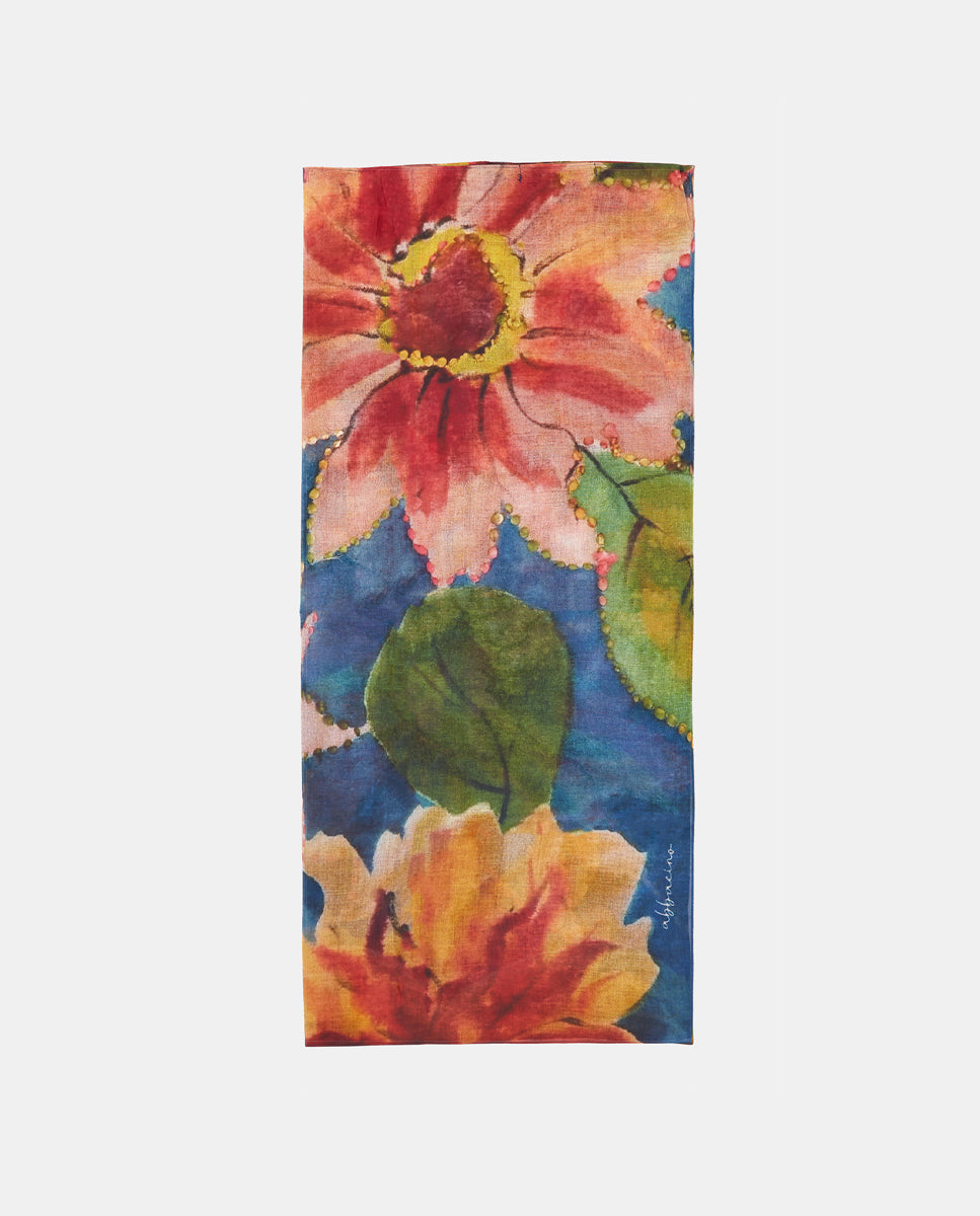abbacino-bandana-de-seda-y-modal-verde-con-estampado-floral image 4
