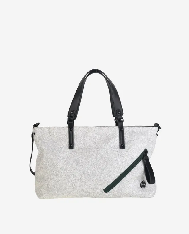 kbas-bolso-tote-de-pu-con-cremallera-blanco-y-gris-oscuro image 1