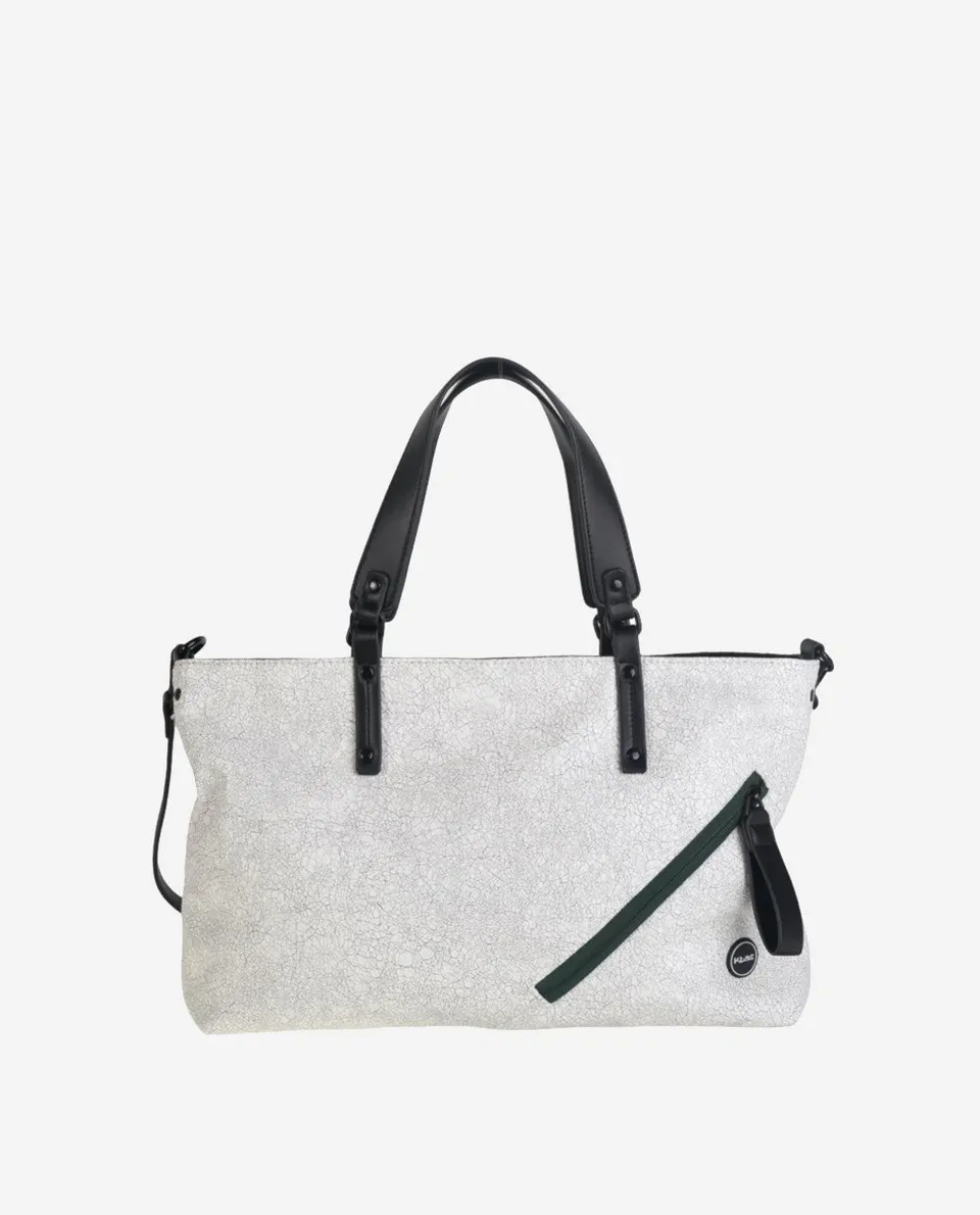 kbas-bolso-tote-de-pu-con-cremallera-blanco-y-gris-oscuro image 1