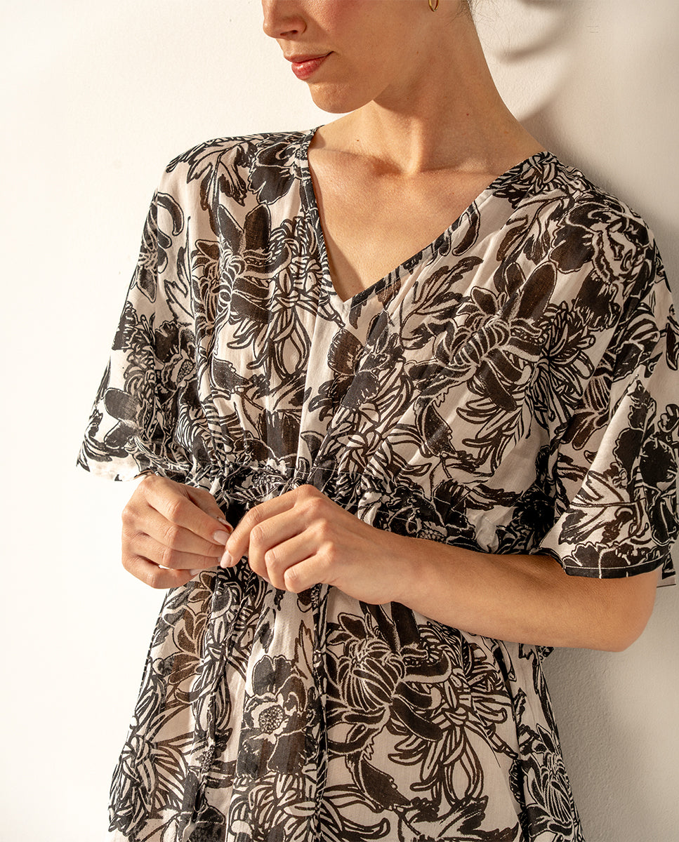 abbacino-caft-n-de-algod-n-estampado-floral-negro-talla-nica image 3