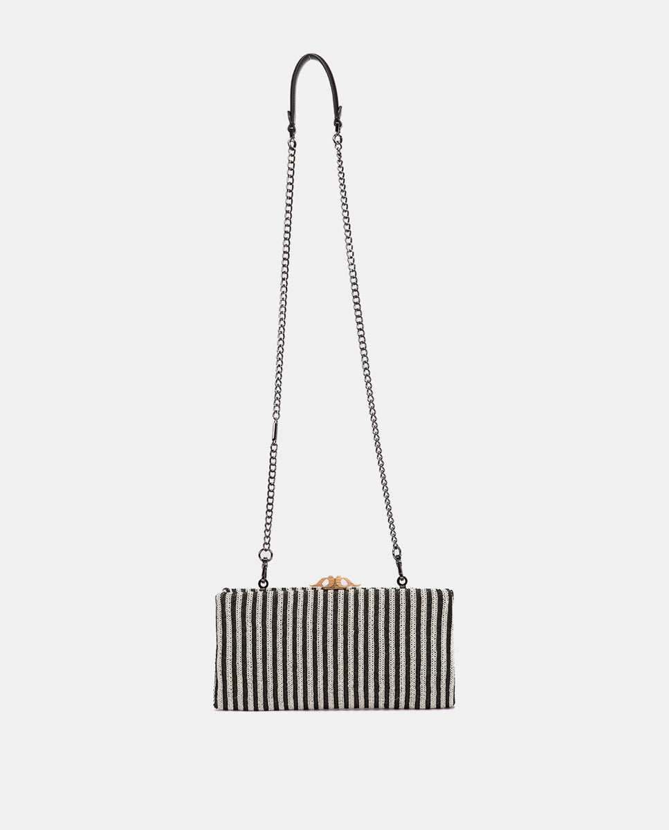 clutch-de-fiesta-abbacino-negro-a-rayas-cierre-de-boquilla-de-madera image 3