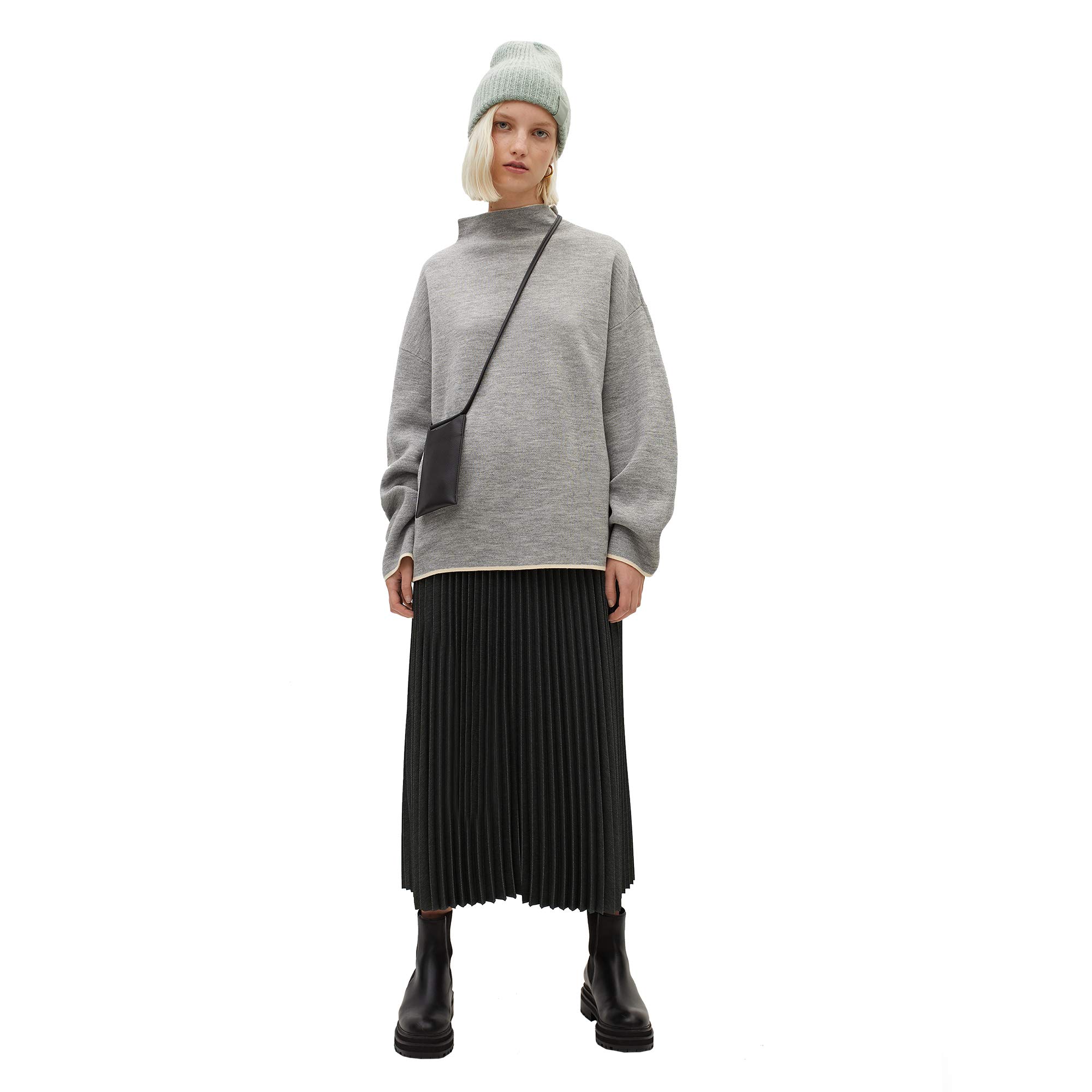 parfois-jersey-de-punto-reversible-con-cuello-alto-mujer-gris-talla-nica image 3