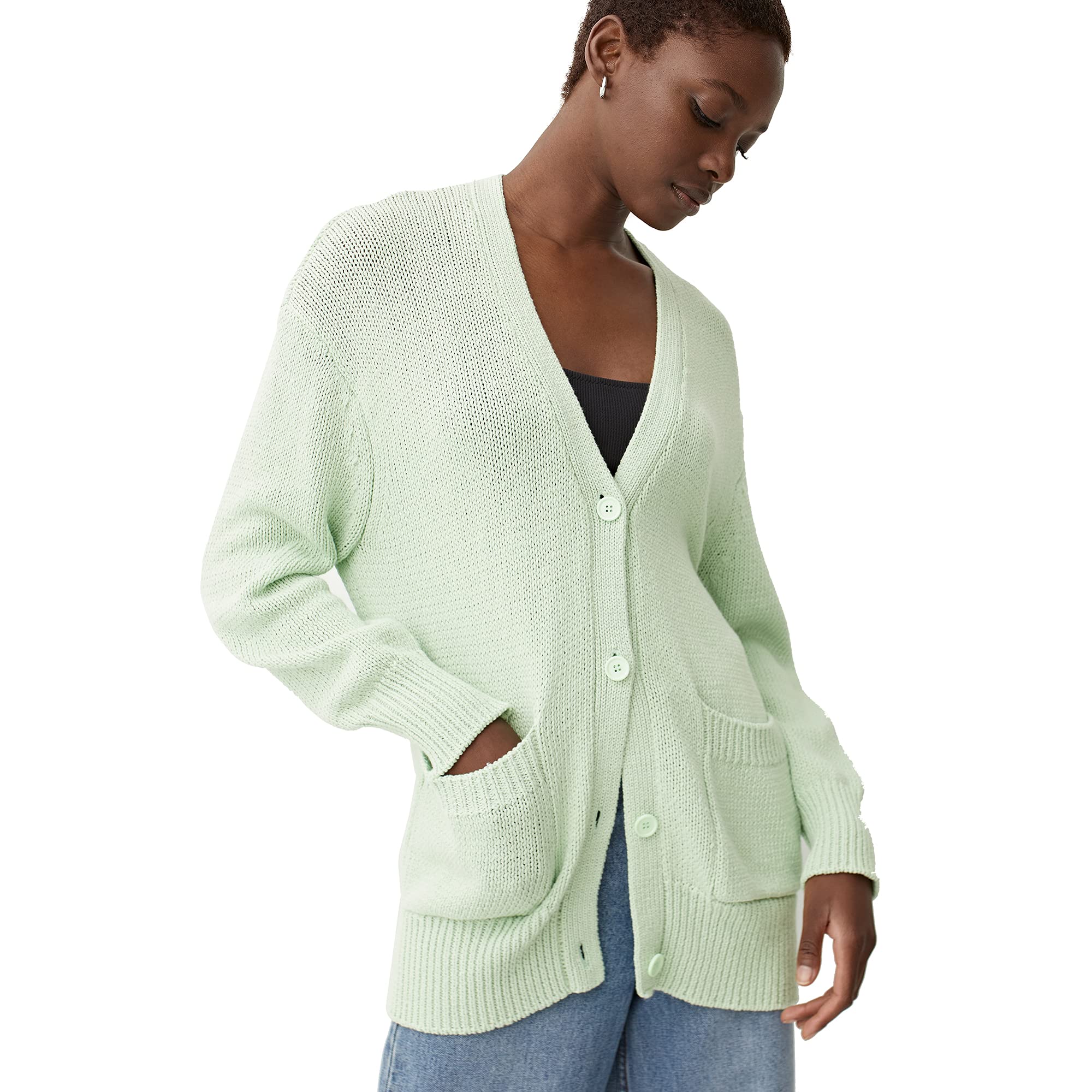 parfois-chaqueta-de-punto-cuello-pico-verde-claro-mujer image 5