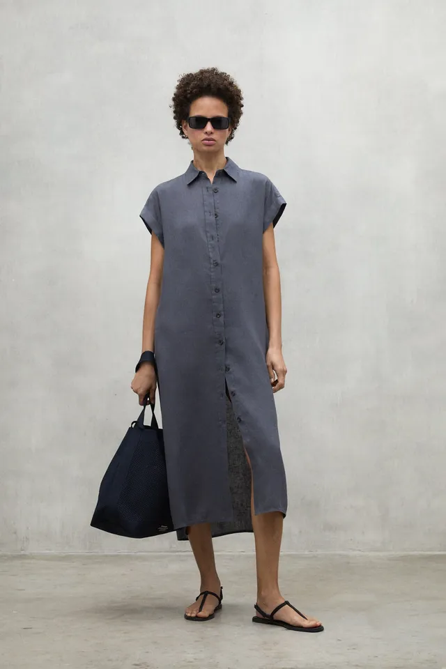 ecoalf-vestido-amatista-gris-oscuro-lino-reciclado-con-cintur-n image 1