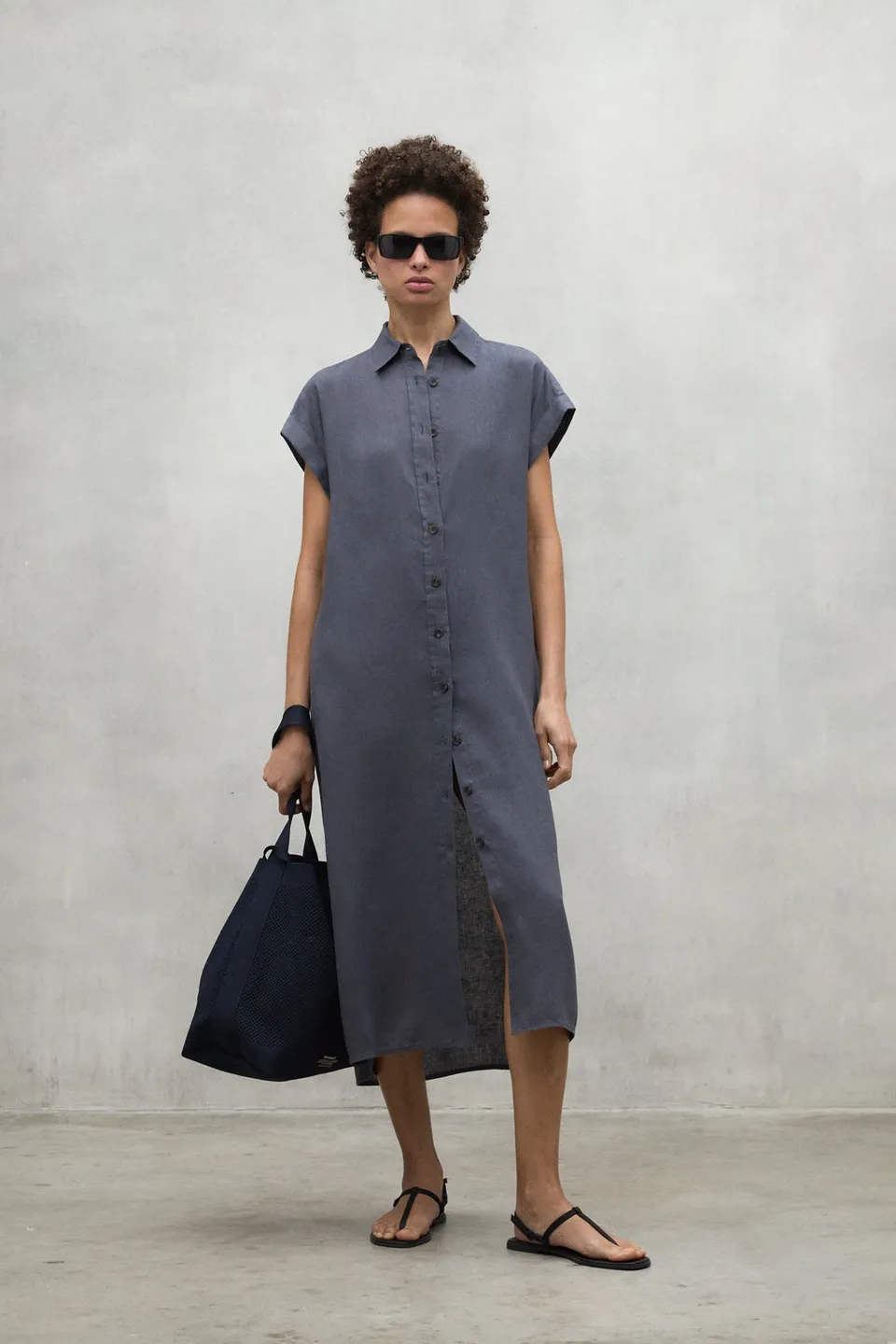 ecoalf-vestido-amatista-gris-oscuro-lino-reciclado-con-cintur-n image 1
