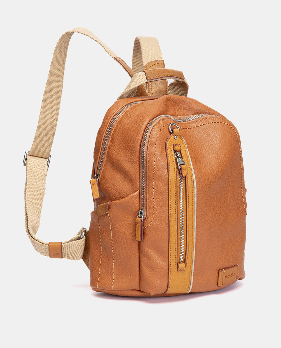 abbacino-mochila-mujer-materiales-reciclados-cognac image 2