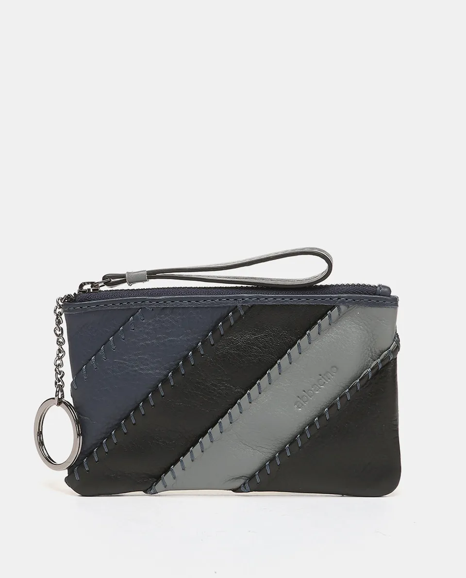 abbacino-monedero-de-piel-patchwork-tonos-azules-con-cremallera image 1