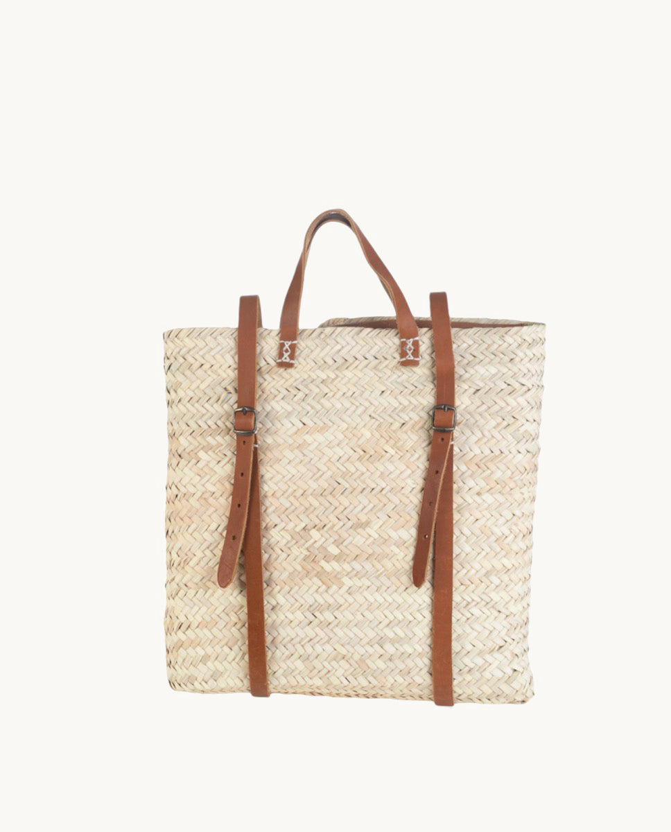 mochila-de-palma-natural-kbas-con-asas-de-cuero-color-natural image 1