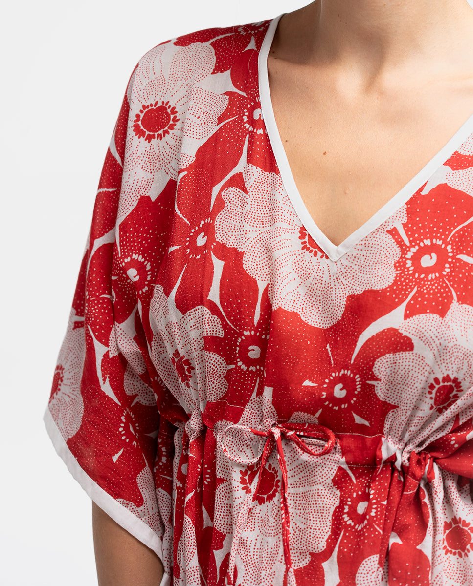 abbacino-caft-n-algod-n-floral-blanco-y-rojo-talla-nica image 4
