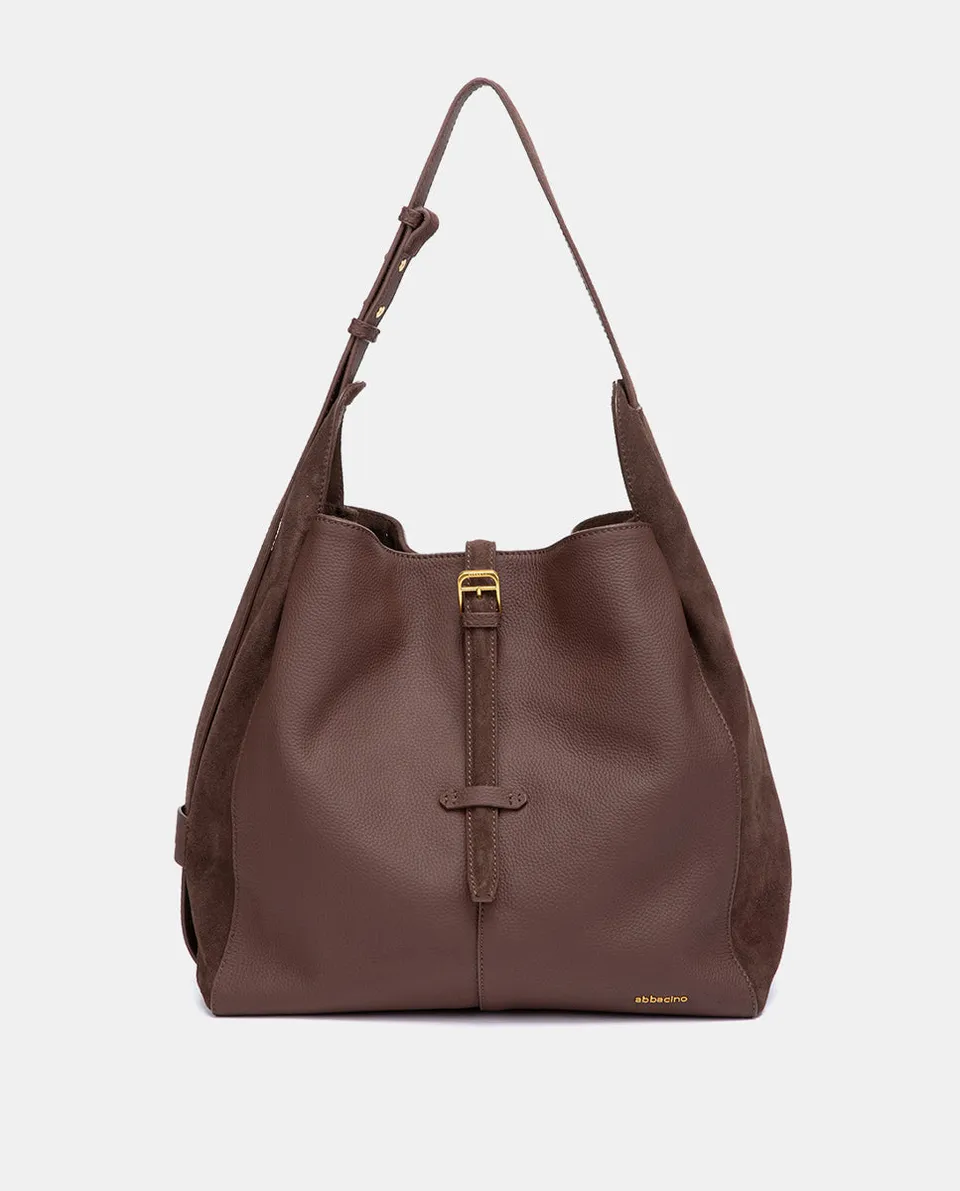 abbacino-bolso-de-hombro-piel-y-serraje-marr-n image 1