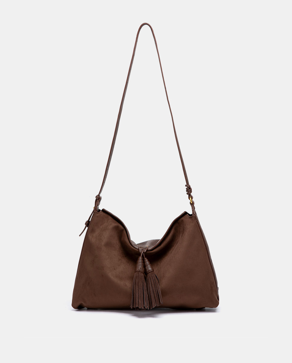abbacino-bolso-de-hombro-marr-n-con-borlas-antelina-reciclada image 5