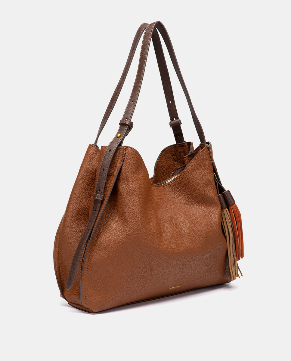 abbacino-bolso-de-hombro-borla-cognac-materiales-reciclados image 2