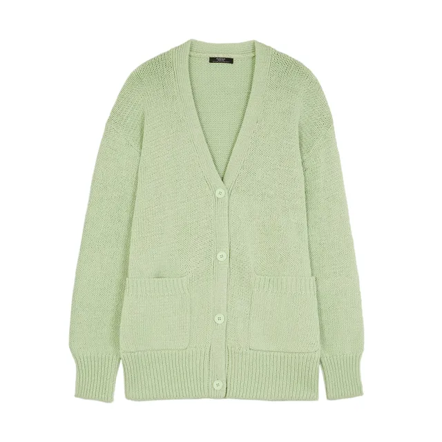 parfois-chaqueta-de-punto-cuello-pico-verde-claro-mujer image 1