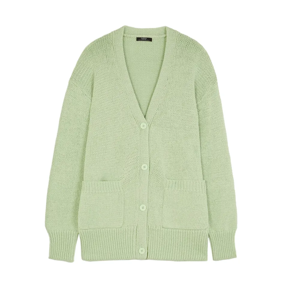 parfois-chaqueta-de-punto-cuello-pico-verde-claro-mujer image 1