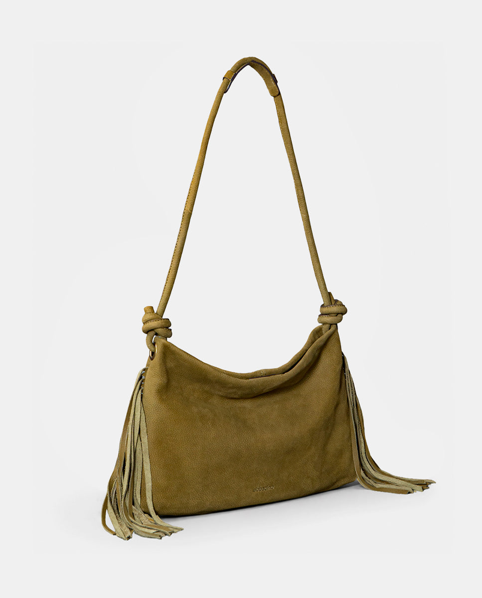 abbacino-bolso-de-hombro-mujer-piel-verde-con-flecos image 3