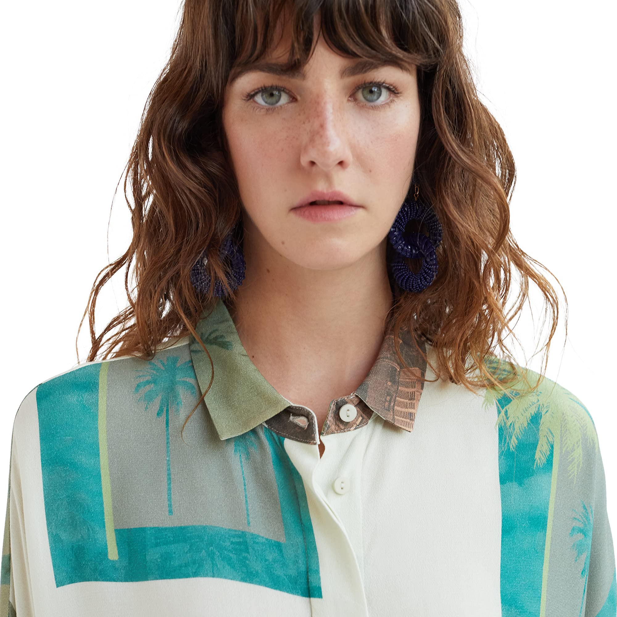 parfois-camisa-oversize-estampado-palmeras-para-mujer image 4