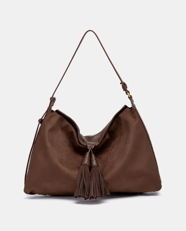 abbacino-bolso-de-hombro-marr-n-con-borlas-antelina-reciclada image 1