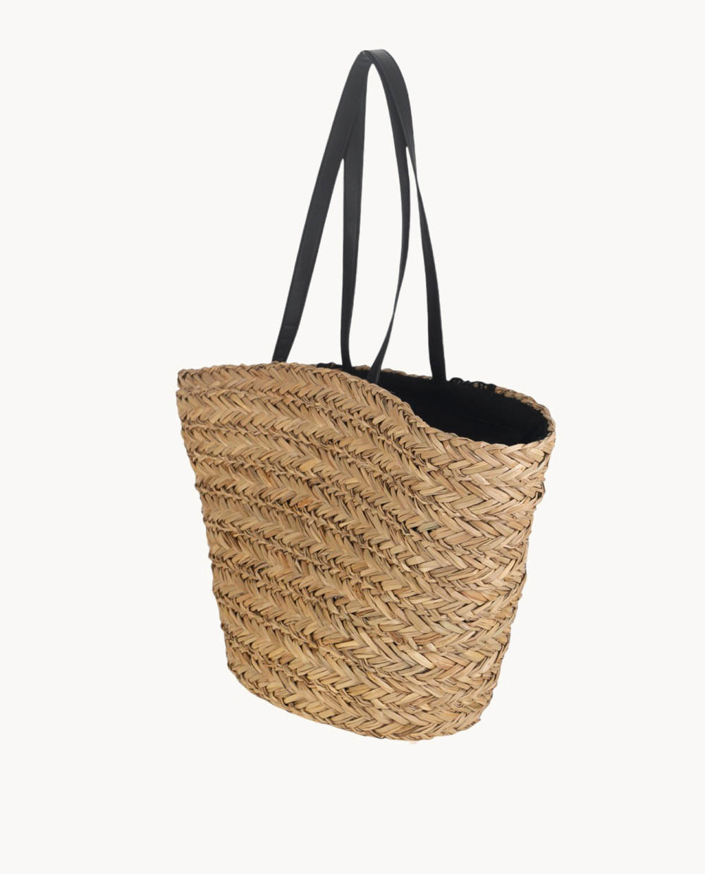 kbas-capazo-seagrass-con-cremallera-negro-bolso-natural-de-playa-y-diario image 2