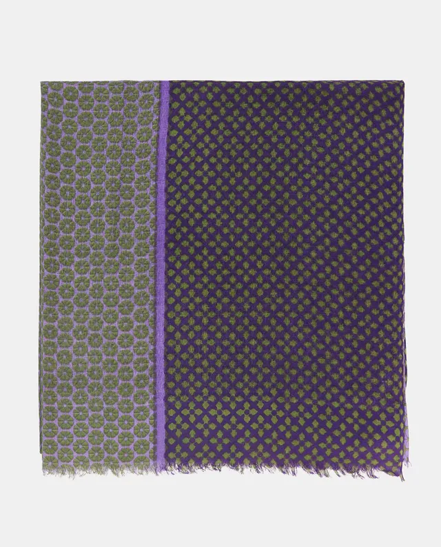 abbacino-pa-uelo-de-lana-verde-estampado-geom-trico-reversible image 1