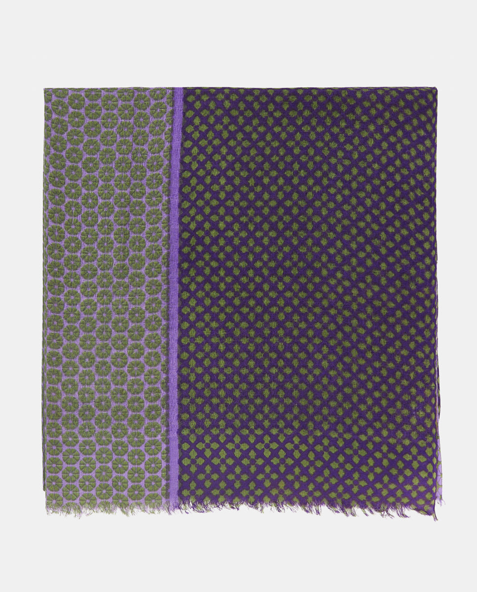 abbacino-pa-uelo-de-lana-verde-estampado-geom-trico-reversible image 1