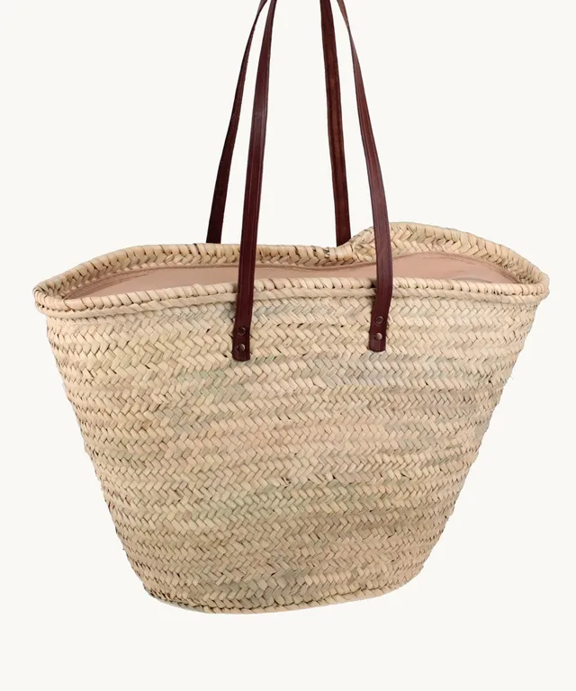 capazo-de-palma-kbas-con-asas-de-cuero-y-cremallera-beige image 1