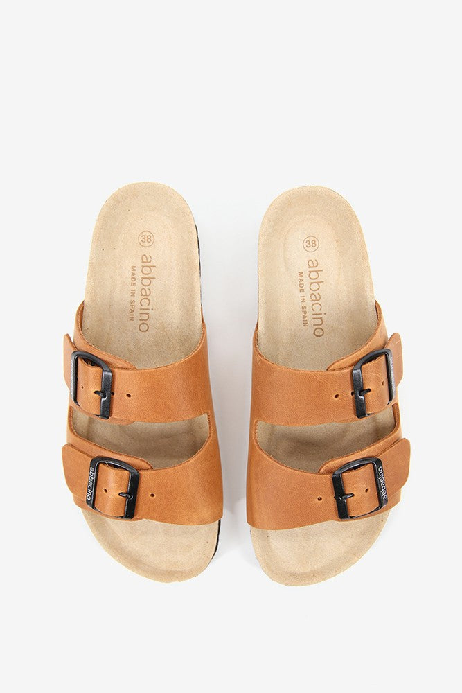 abbacino-sandalia-plana-mujer-cognac-piel-hebillas-bio image 3