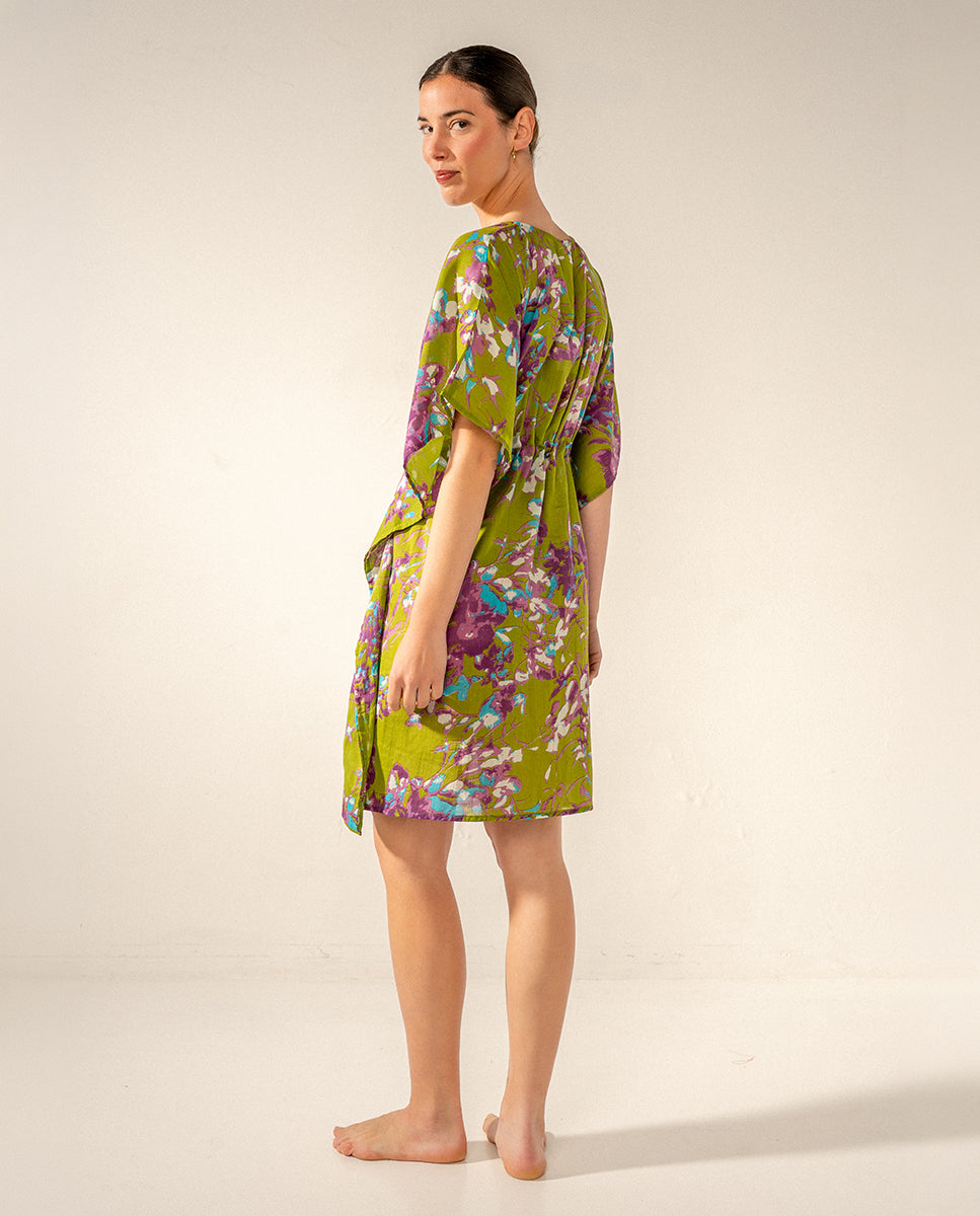 abbacino-caft-n-de-algod-n-estampado-floral-verde-talla-nica image 3