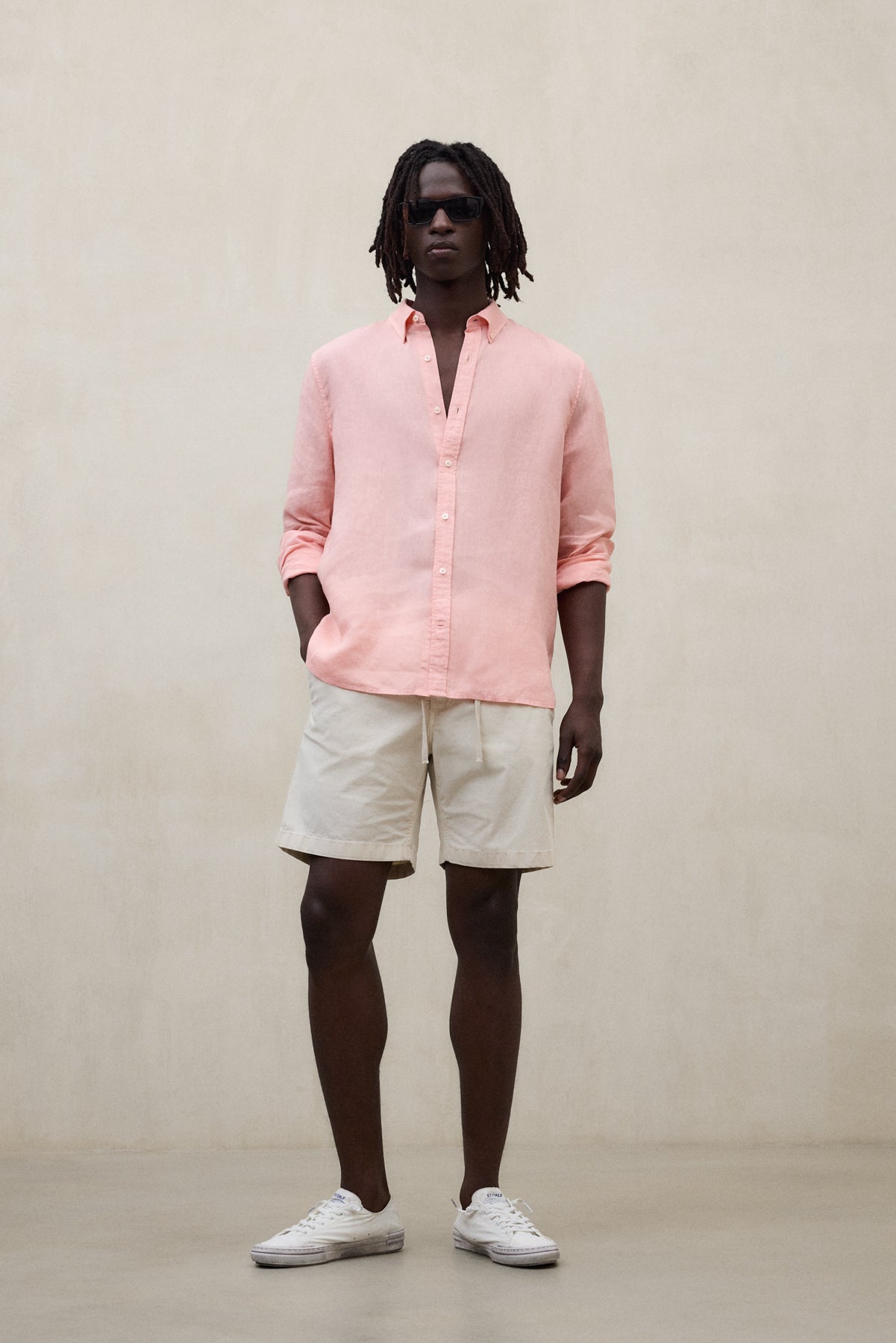 camisa-ecoalf-malibu-rosa-de-lino-para-hombre-fit-regular-manga-larga image 1