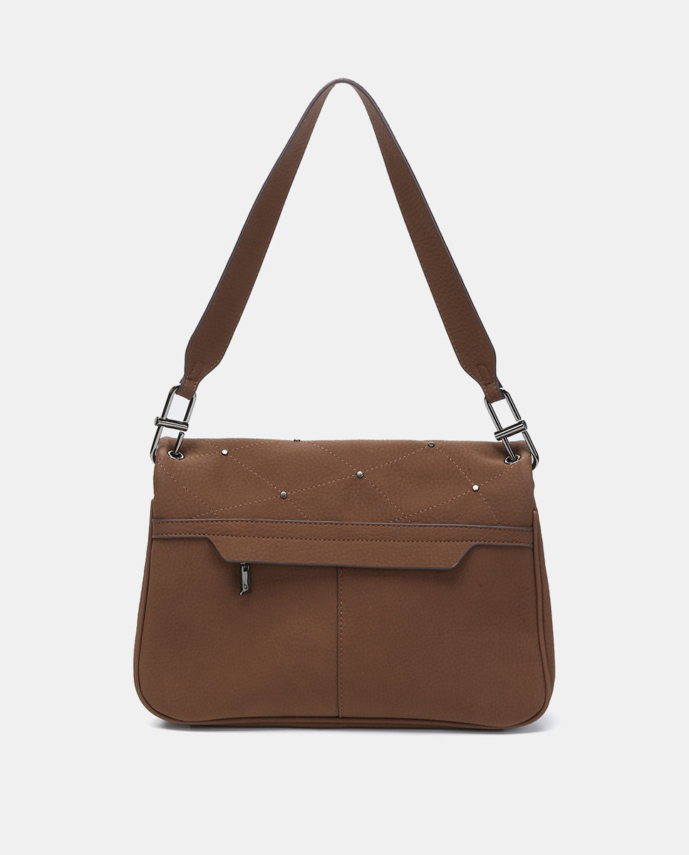 abbacino-bolso-de-hombro-marr-n-en-materiales-reciclados-con-solapa image 3