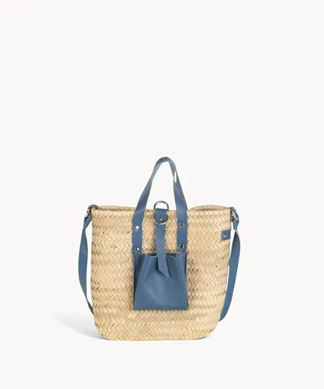 kbas-bandolera-doble-asa-palma-natural-y-piel-azul-26-x-9-x-25-cm image 1