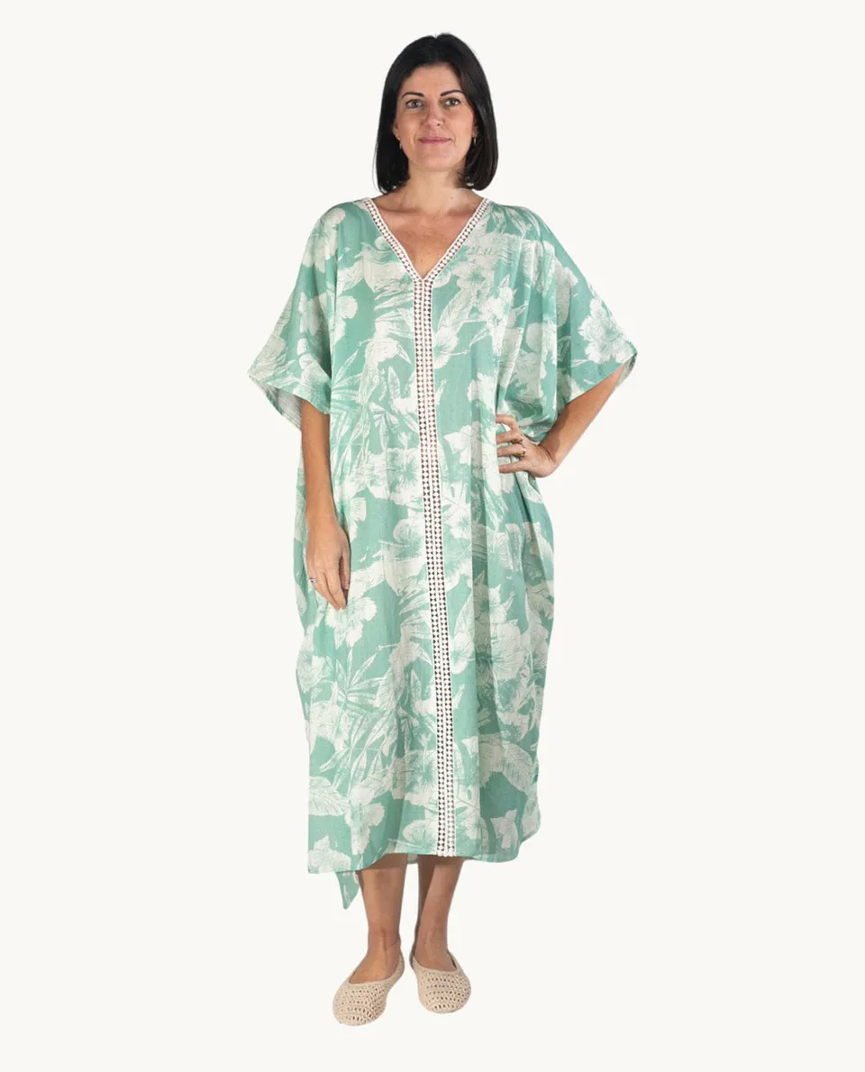 kbas-caft-n-de-algod-n-talla-nica-verde-fresco-y-elegante-para-el-descanso image 1