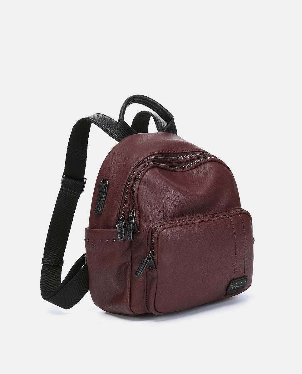 abbacino-mochila-de-mujer-burdeos-de-materiales-reciclados image 2